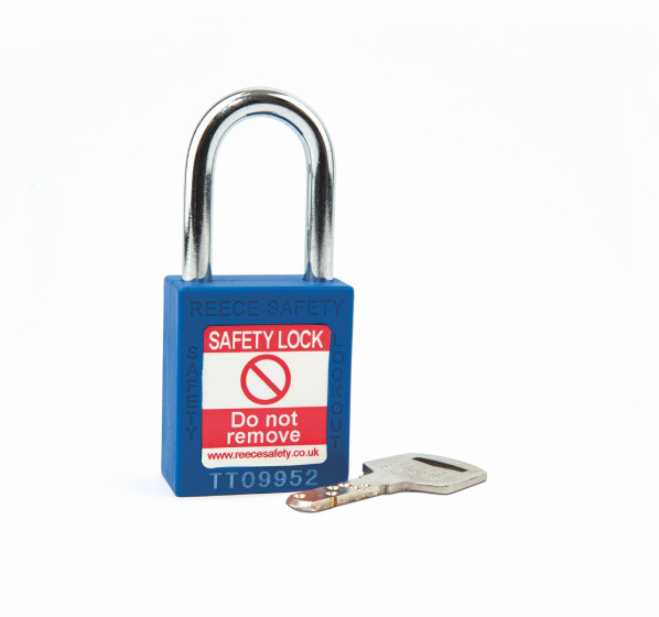 BLUE Steel Shackle safety padlock keyed differently