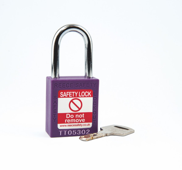 PURPLE Steel Shackle safety padlock keyed alike to KA30002