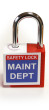 'Maint Dept' - Lockout Padlock Fold-Over Tag