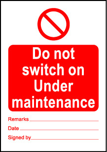 Size A6 Do not switch on under maintenance