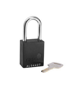 Aluminium bodied safety padlock with steel shackle-black-Keyed to Differ