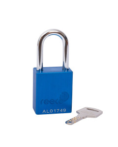 Aluminium bodied safety padlock with steel shackle-blue-Keyed Alike
