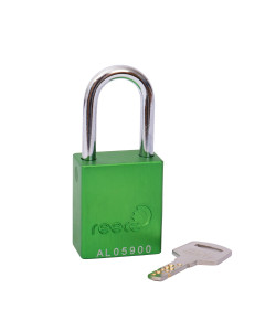 Aluminium bodied safety padlock with steel shackle-green-Keyed Alike