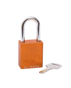 Aluminium bodied safety padlock with steel shackle-orange-Keyed to Differ
