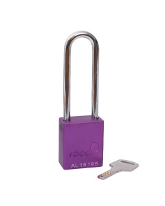 Aluminium bodied safety padlock with steel shackle-purple-Keyed Alike