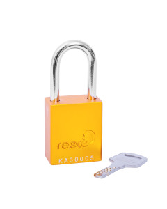 Aluminium bodied safety padlock with steel shackle-yellow-Keyed to Differ