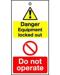 Lockout tags 110x50mm Danger Equipment locked out Do not? Pack of 10