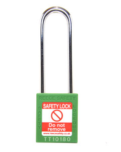  GREEN Steel Shackle safety padlock keyed alike to KA300011 long