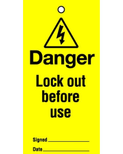 Lockout Tags Danger Lock out before use. Pack of 10