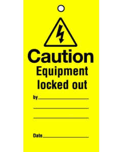 Lockout tags Caution Equipment locked out. Pack of 10