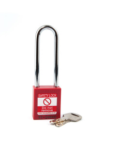 RED Steel Shackle safety padlock keyed differently long