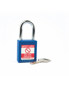 BLUE Steel Shackle safety padlock keyed differently
