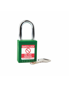 GREEN Steel Shackle safety padlock keyed differently