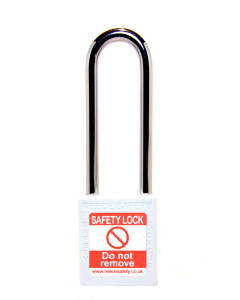  WHITE Steel Shackle safety padlock keyed alike to KA300019 long