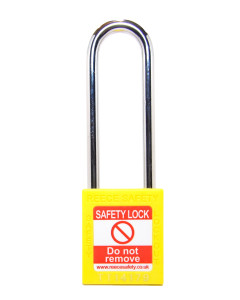 YELLOW Steel Shackle safety padlock keyed differently long