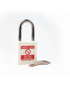 WHITE Steel Shackle safety padlock keyed alike to KA30009
