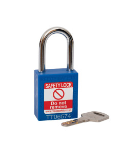 BLUE Steel Shackle safety padlock keyed differently