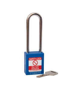 BLUE Steel Shackle safety padlock keyed differently long