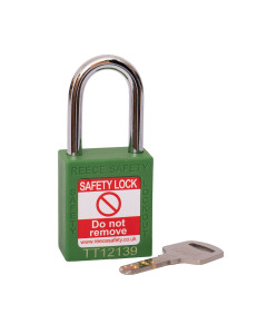 GREEN Steel Shackle safety padlock keyed differently