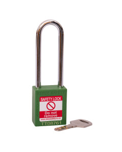 GREEN Steel Shackle safety padlock keyed differently long
