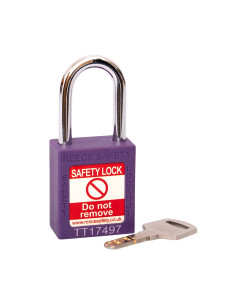 PURPLE Steel Shackle safety padlock keyed differently
