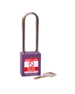 PURPLE Steel Shackle safety padlock keyed differently long