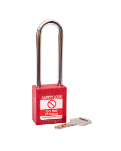 RED Steel Shackle safety padlock keyed differently long