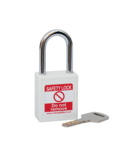 WHITE Steel Shackle safety padlock keyed differently