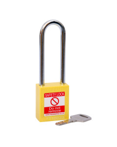 YELLOW Steel Shackle safety padlock keyed differently long