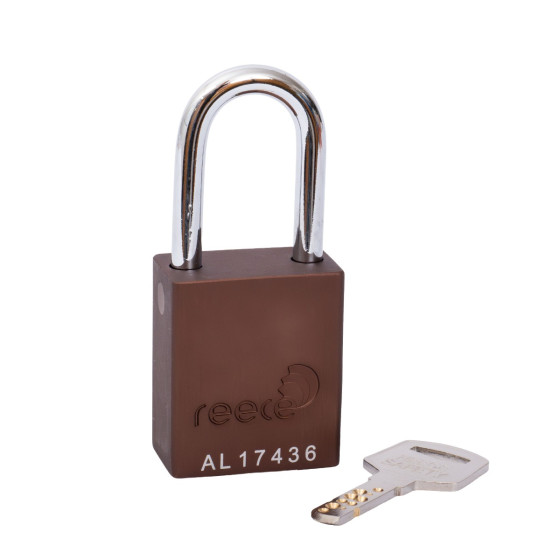 Aluminium bodied safety padlock with steel shackle-brown-Keyed Alike