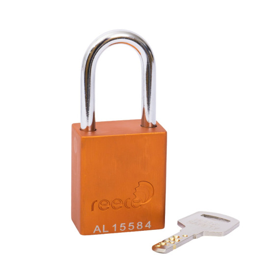Aluminium bodied safety padlock with steel shackle-orange-Keyed Alike