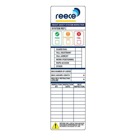 Height Safety System Inspection Tag - Pack of 10