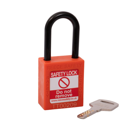 ORANGE Plastic Shackle safety padlock keyed differently