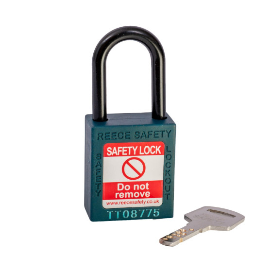 TEAL Plastic Shackle safety padlock keyed differently