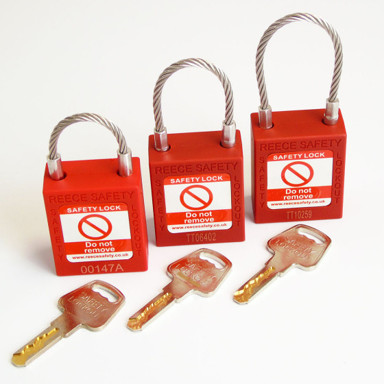 Cable Safety Lockout Padlock – 50mm Flexible Wire Shackle