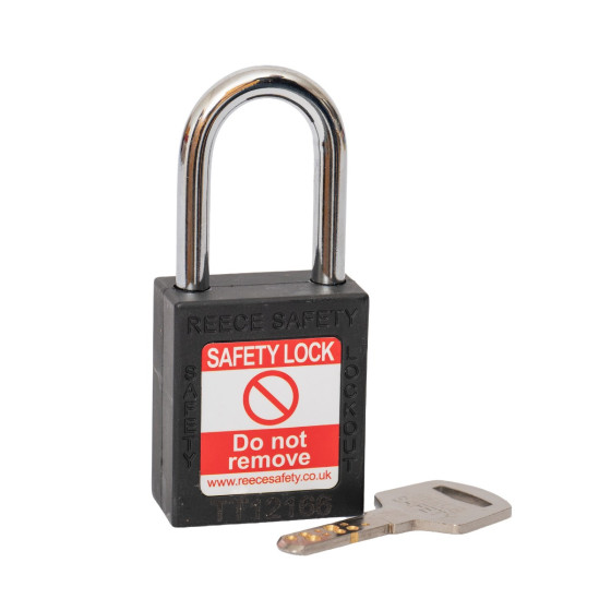 BLACK Steel Shackle safety padlock keyed alike to KA30008