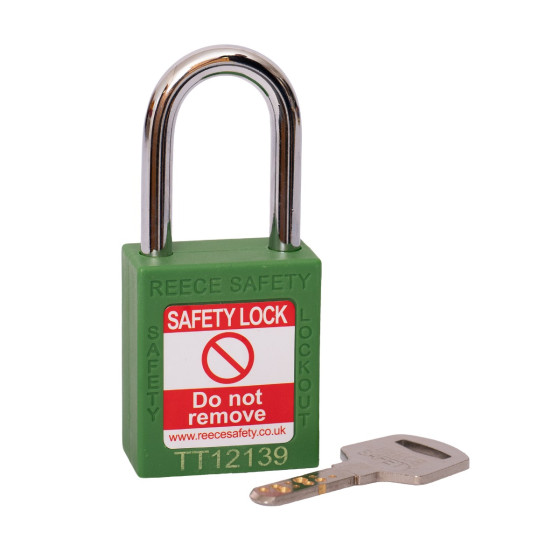 GREEN Steel Shackle safety padlock keyed alike to KA30001