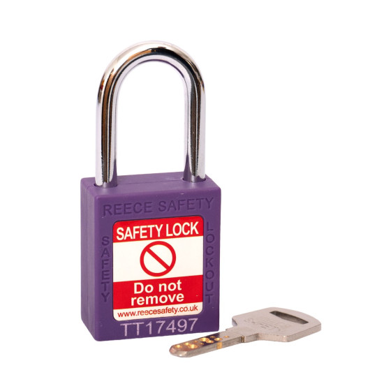 PURPLE Steel Shackle safety padlock keyed differently