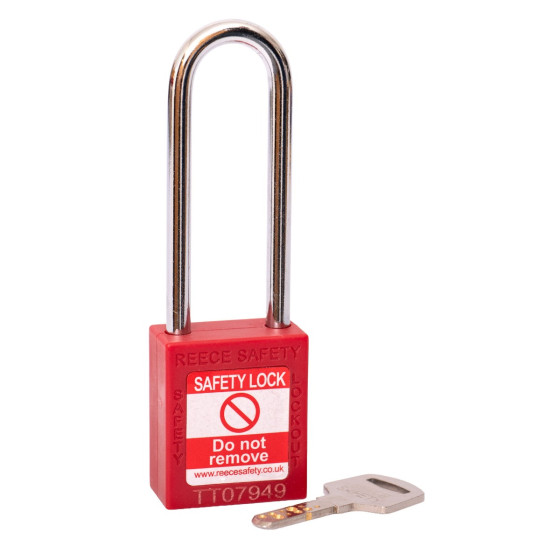  RED Steel Shackle safety padlock keyed differently long