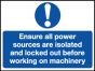 'Ensure All Power Sources Are Isolated...' - Safety Lockout Labels 55 x 75mm