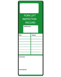 Fork Lift Inspection Record Safety message/maintenance tag
