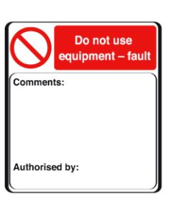 Do Not Use -Fault Self Adhesive Warning Label