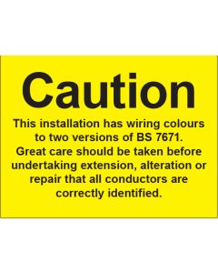BS7671:2001 Sign (single) 150x200mm s/a