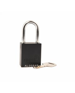 Aluminium bodied safety padlock with steel shackle-black-Keyed to Differ
