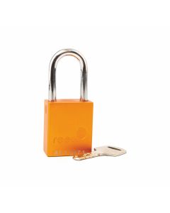 Aluminium bodied safety padlock with steel shackle-yellow-Keyed to Differ