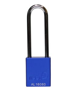Aluminium bodied safety padlock with steel shackle-blue-Keyed Alike