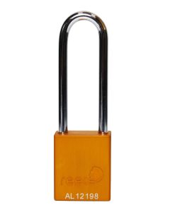 Aluminium bodied safety padlock with steel shackle-yellow-Keyed Alike-long