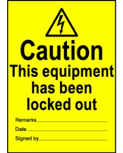  Size A7 Caution this equipment has been locked out 