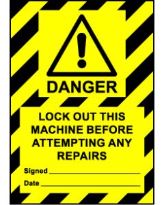  Size A7 Danger Lockout this machine before attempting... 