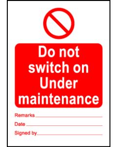  Size A6 Do not switch on under maintenance 